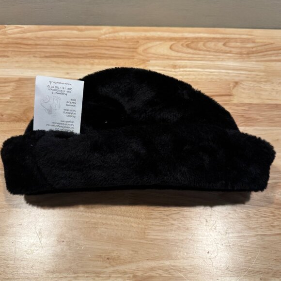 NWT Vintage Faux Fur Black Bear Fuzzy Hat from Sweden Size 56 CM or 22 1/2" - Picture 2 of 10
